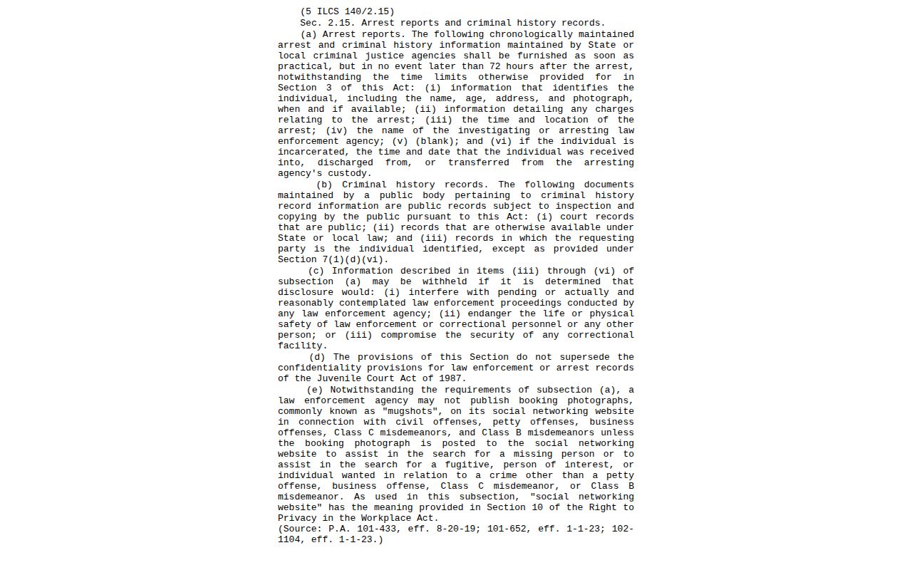 Hancock County release mugshot and Illinois booking-photo publication law