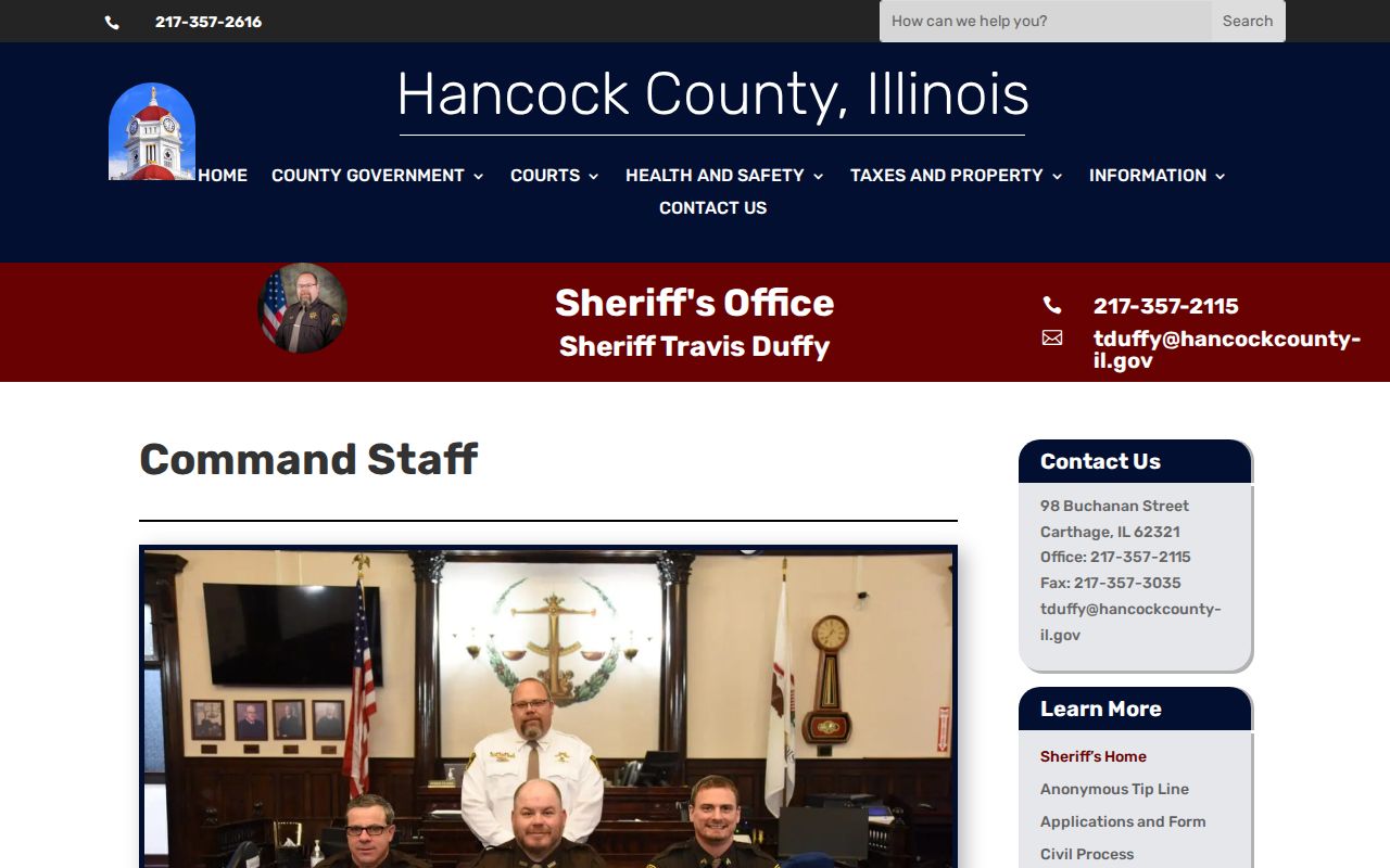 Hancock County 24-hour release search on the Sheriff website