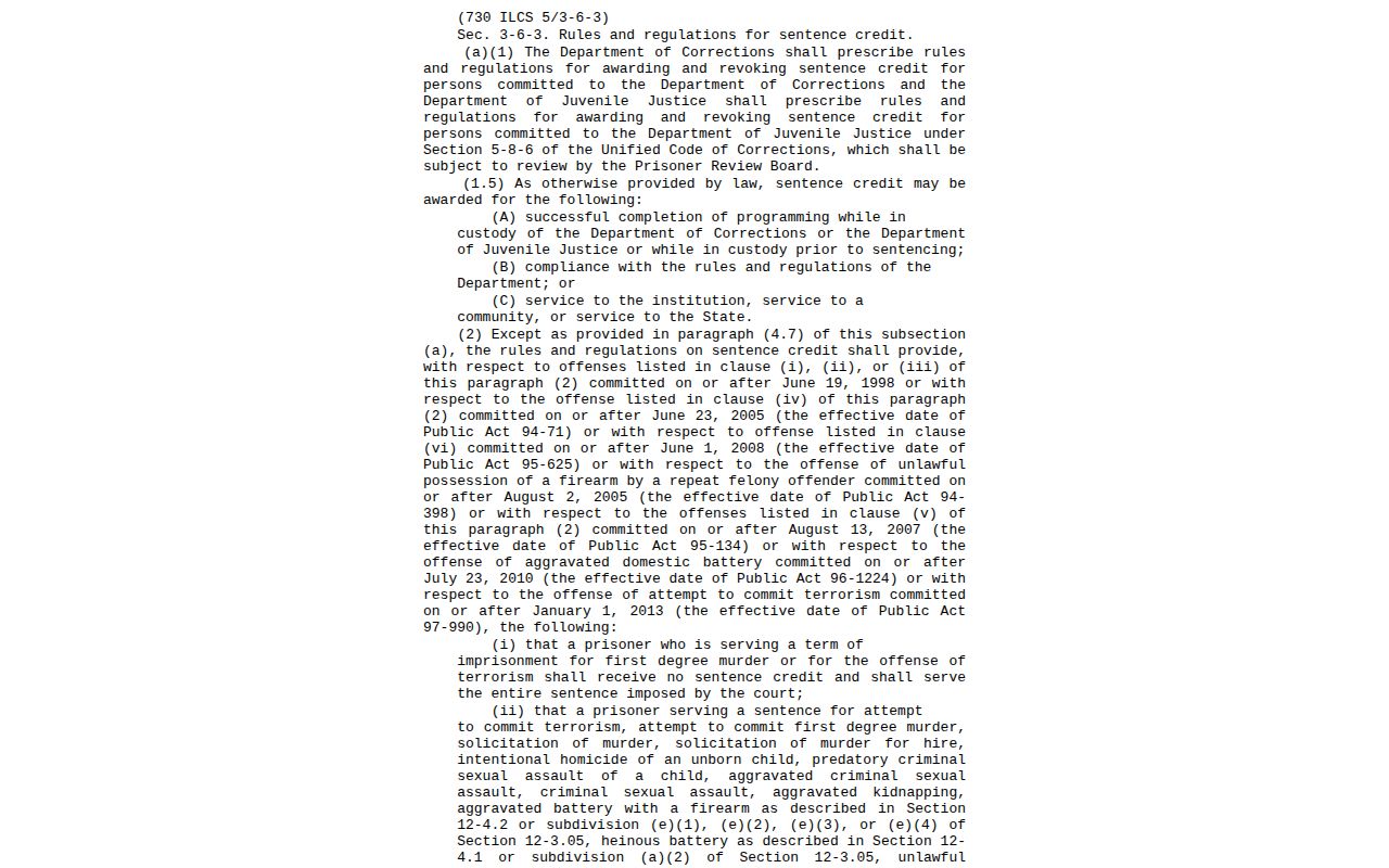 Hancock County projected release sentence credit floors under Illinois law